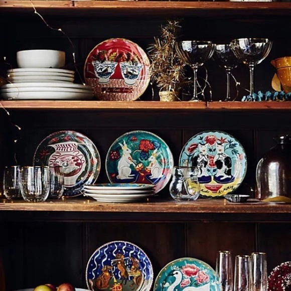 Anthropologie Emily Maude 12 Days Christmas  Lords Leaping  Dessert Plate - Picture 3 of 3